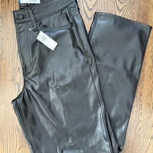 NWT Black Faux leather high rise OG loose pants